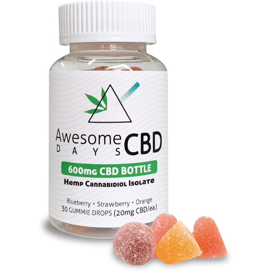 AwesomeDaysCBD CBDグミ600mg (1粒20mg含有 × 30粒入りボトル) 合成着色料不使用 ヴィーガン仕様 CBD Gummies (CBD600mg グミ) 1枚目