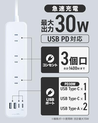 fitta 電源タップ 1.8m 3枚目