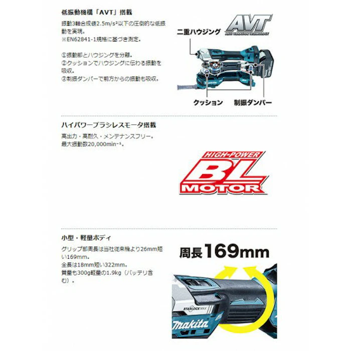 マキタ(makita) 18V 充電式マルチツール 本体のみ 青 TM52DZ 1台 3枚目