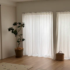 aiika aiika カーテン レース オーダー 綿 コットン 無地 ダブルガーゼ フラット キナリ 幅200cm 丈250cm 1枚入 受注生産品 1枚目