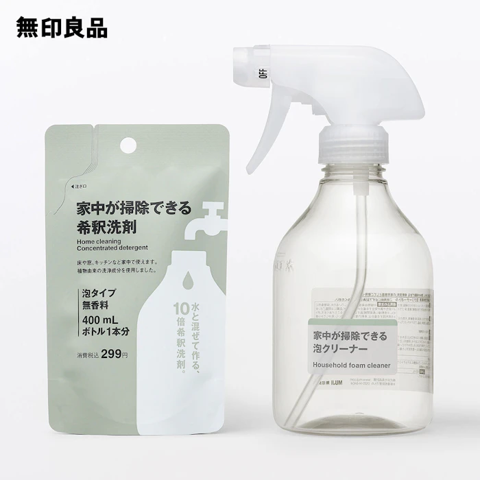 無印良品 家中が掃除できる 希釈洗剤セット 泡クリーナーボトル1本 希釈洗剤1袋入り 1枚目