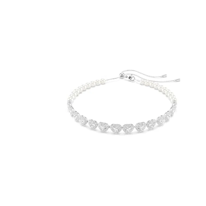スワロフスキー Ariana Grande x Swarovski チョーカーミックスカット, クリスタル・パール, ハート, ホワイト, ロジウム・プレーティング 1枚目