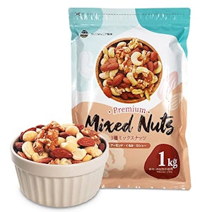 Daily Nuts & Fruits(デイリーナッツアンドフルーツ) 3種プレミアムミックスナッツ1kg 産地直輸入 無塩 無添加 植物油不使用 アーモンド くるみ カシューナッツ 丈夫な専用アルミチャック付袋 防災食品 非常食 備蓄食 保存食… 1枚目