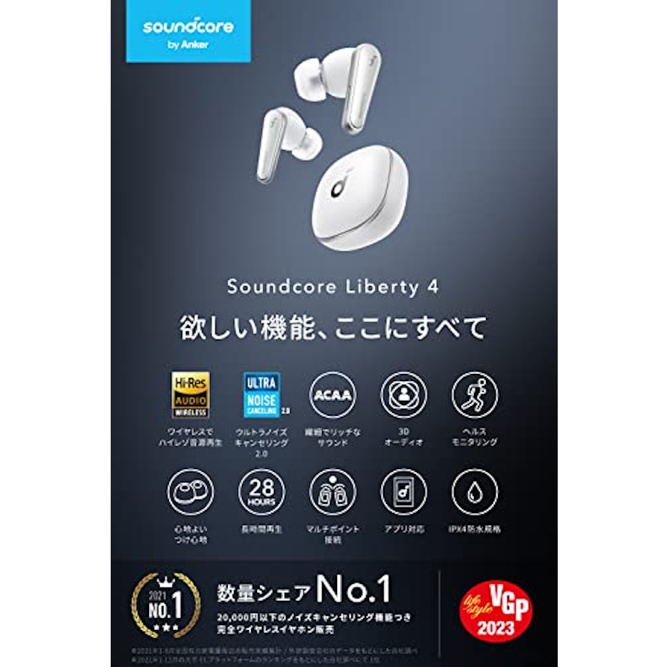 アンカー Anker Soundcore Liberty 4(ワイヤレスイヤホン Bluetooth 5.3) 4枚目