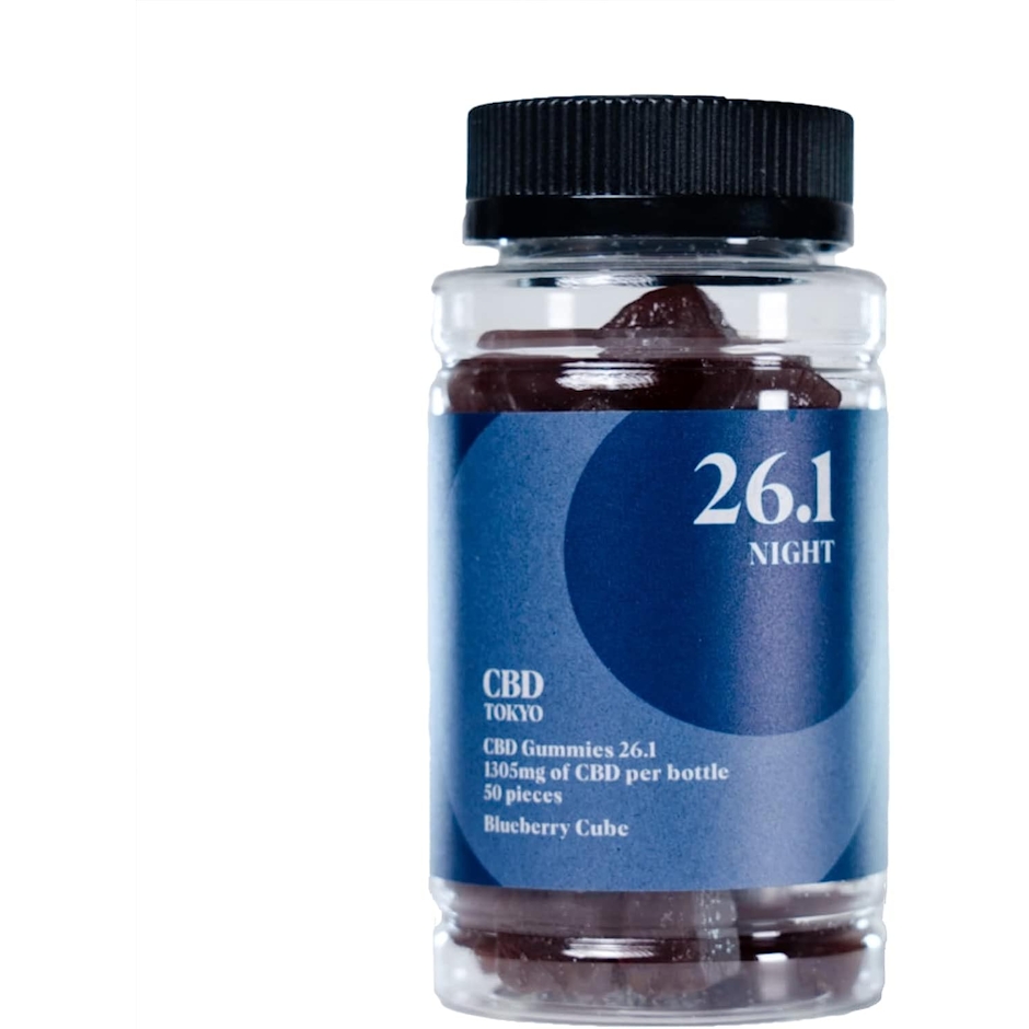 CBDTokyo CBDTokyo CBDグミ 高濃度 ナイト用ブレンド 1粒に26.1mg CBD クワンソウ、GABA、ビタミンD配合 ブルーベリーキューブ 日本製 (トラベルサイズ) 1枚目