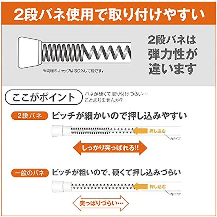 平安伸銅工業 平安伸銅工業 つっぱり棒 ばね式強力タイプ ホワイト 幅70~110cm 耐荷重15~10kg パイプ直径2.2cm NSW-10 4枚目