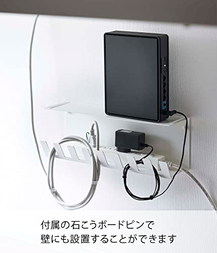 山崎実業 山崎実業(Yamazaki) 【 石こうボードピンセット・木ネジ 付属 】 デスク下 電源タップ 収納ラック ホワイト 約W34×D10.5×H12 タワー tower まとめてすっきり 取付け方選べる 6049 6枚目