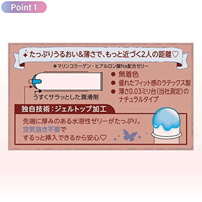 ジェクス ジェクス グラマラスバタフライ 0.03 モイスト 8個入 コンドーム 女性 ゼリー 003 ゼロゼロスリー 4枚目