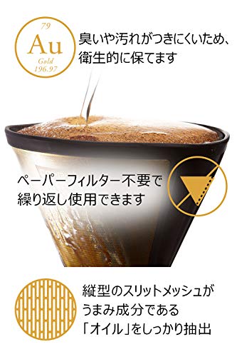 CORES コレス コーヒードリッパー ゴールドフィルター 2-4杯用 ペーパーフィルター不要 C245 2枚目