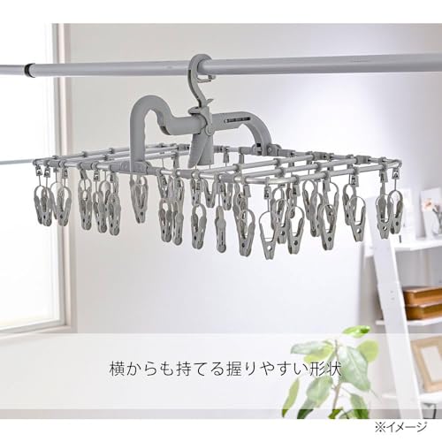カインズ(CAINZ) 楽干し・楽カケ アルミ洗濯ハンガー 40ピンチ 幅74.5cm 奥行36cm 高さ33.5～48.5cm 洗濯角ハンガー 洗濯 ハンガー 2枚目