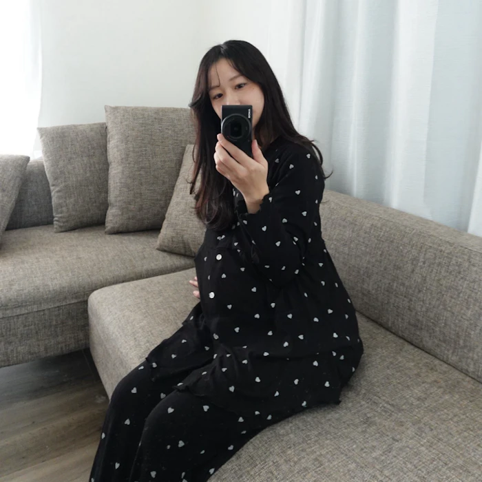 Rosemadame パターンメッシュ ハート柄 マタニティ パジャマ 前開き 長袖 産前産後対応 部屋着 入院着 授乳 授乳服 妊娠 妊婦 ママ お母さん 妊婦服 産前 産後 ローズマダム Rosemadame 出産準備 1枚目