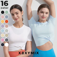 XEXYMIX ゼクシィミックス xexymix 半袖 Tシャツ ヨガウェア トップス ヨガトップス ピラティスウェア スポーツウェア レディース トレーニングウェア レディース フィットネスウェア レディース ランニングウェア レディース ジムウェア レディース ゼクシーミックス XT4316F 1枚目