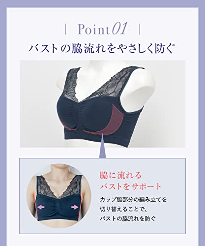 ウイング（ワコール） ナイトブラ ノンワイヤー 就寝中も日中も バストの脇流れを防ぐ パッド有 程よくサポート しめつけ感が少ない 4枚目