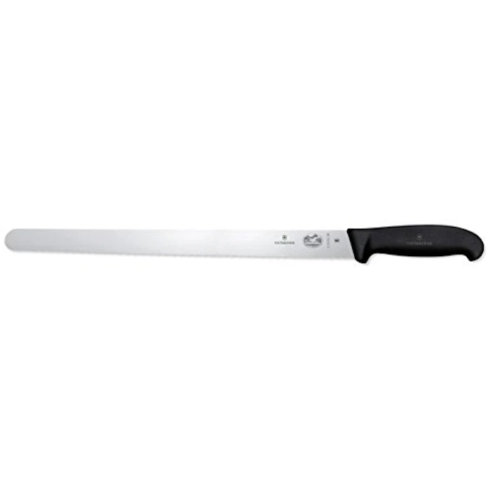 VICTORINOX(ビクトリノックス) ラーディングナイフ プロ仕様のケーキナイフ 36cm 縦型 ブラック 柔らかいスポンジも崩さず切れる プロフェッショナル プロ仕様 パン切り包丁 ウェーブナイフ フィブロックス 5.4233.36-X1 1枚目