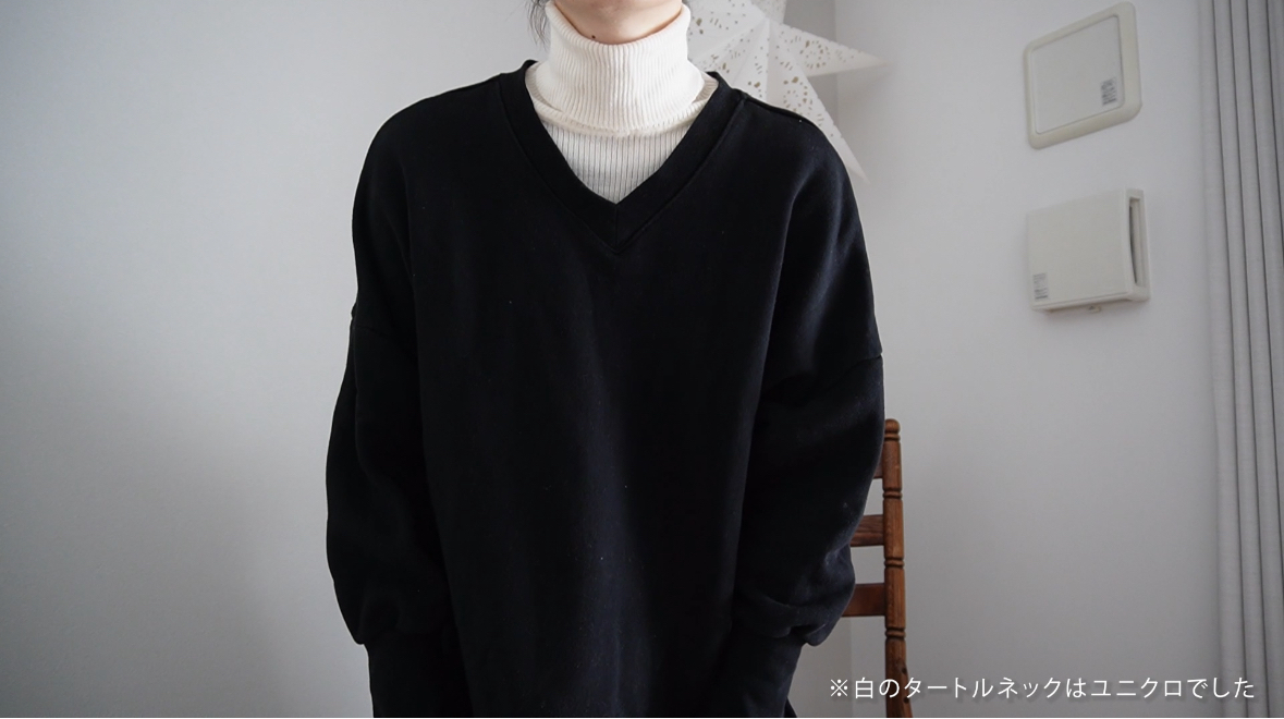 無印商品 首のチクチクを抑えた太リブタートルネック洗えるセーター 婦人 L 黒  6枚目