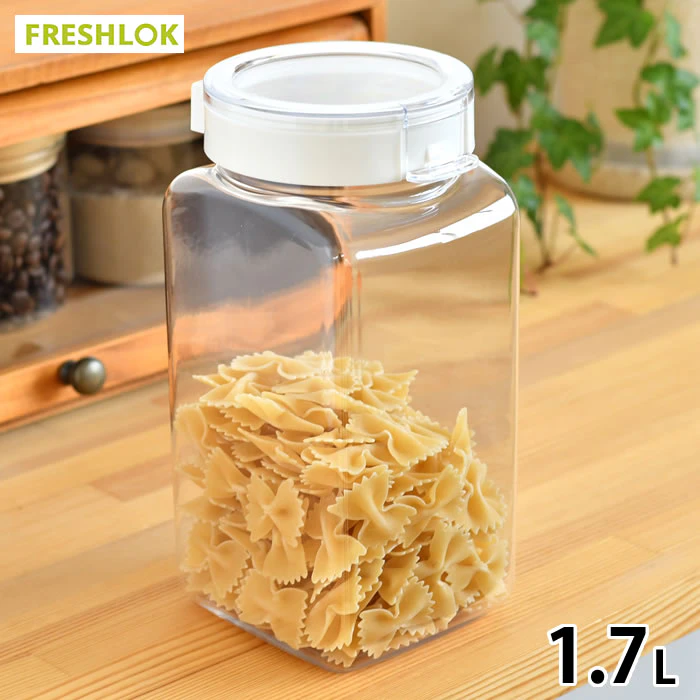 TAKEYA フレッシュロック 角型 1.7L ホワイト 保存容器 密閉 調味料入れ おしゃれ FRESHLOK キャニスター 密閉 調味料ボトル 調味料 収納 ワンタッチ 片手 プラスチック キッチン収納 引き出し収納 新生活 2枚目