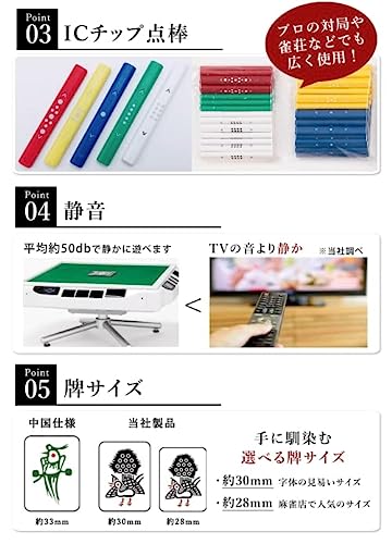 大洋技研 家庭用全自動点数表示麻雀卓「AMOS JP-EX COLOR」(アモス ジェイピー・イーエックス・カラー) 座卓兼用タイプ (28mm) 4枚目