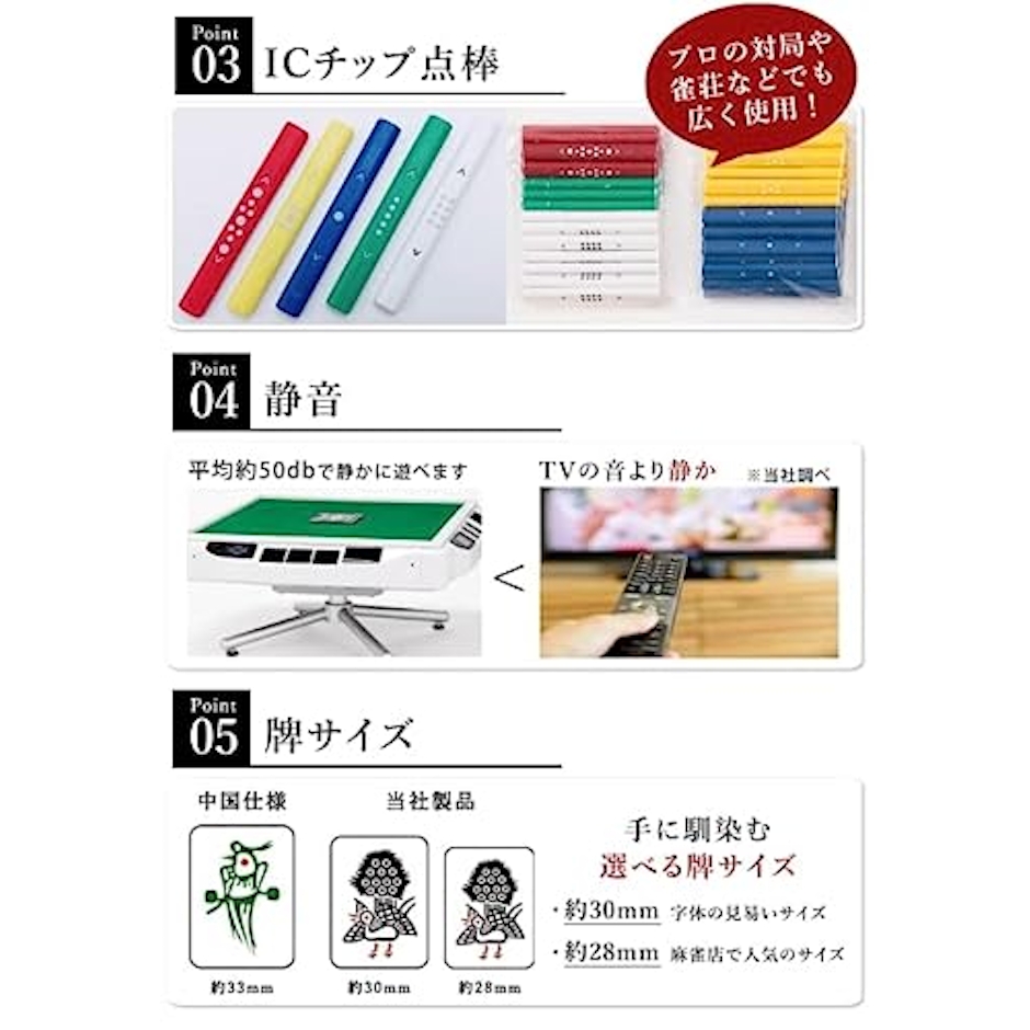 大洋技研 家庭用全自動点数表示麻雀卓「AMOS JP-EX COLOR」(アモス ジェイピー・イーエックス・カラー) 座卓兼用タイプ (28mm) 4枚目
