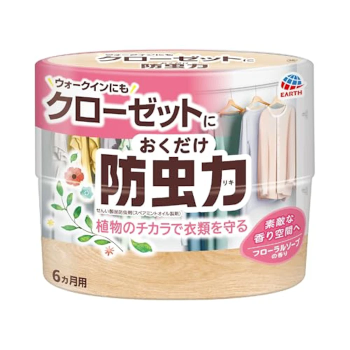 アース製薬 クローゼットにおくだけ 防虫力 フローラルソープの香り 300mL 1枚目