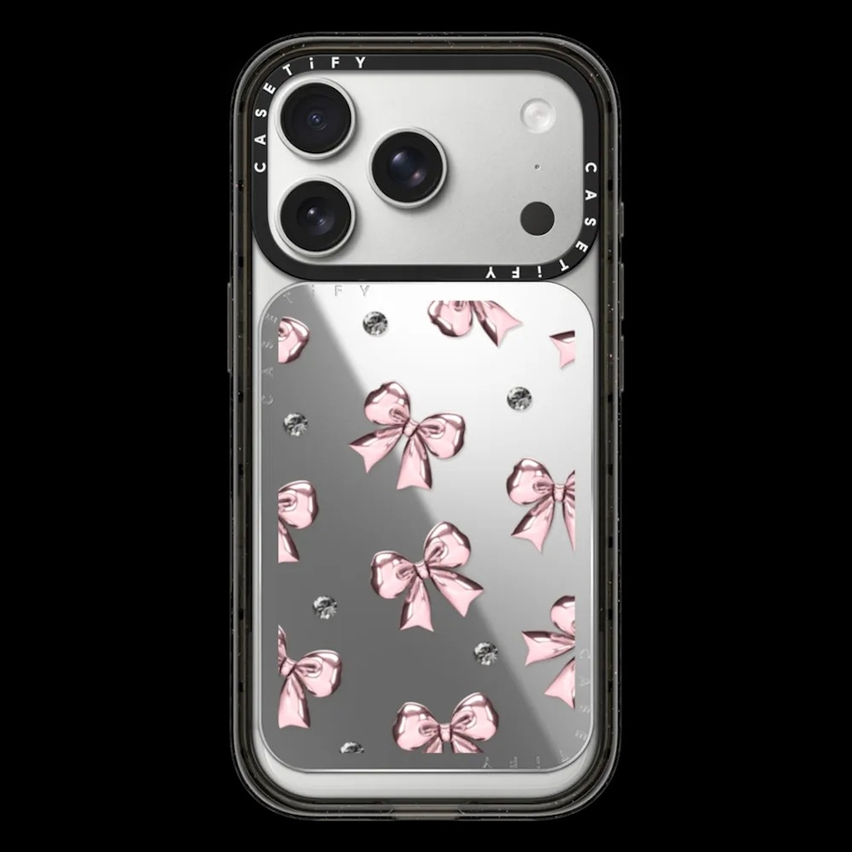 CASETIFY Metallic Pink Ribbon Mirror Card Holder Stand 1枚目
