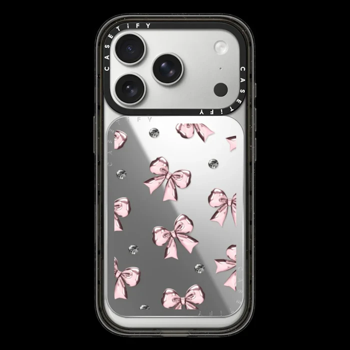CASETIFY Metallic Pink Ribbon Mirror Card Holder Stand 1枚目