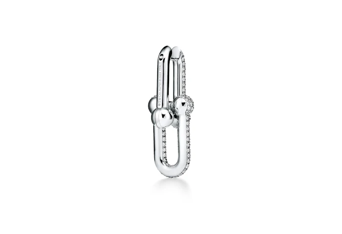 Tiffany & Co. ハードウェア ラージ リンク ピアス ホワイトゴールドにダイヤモンドをセッティング 1枚目