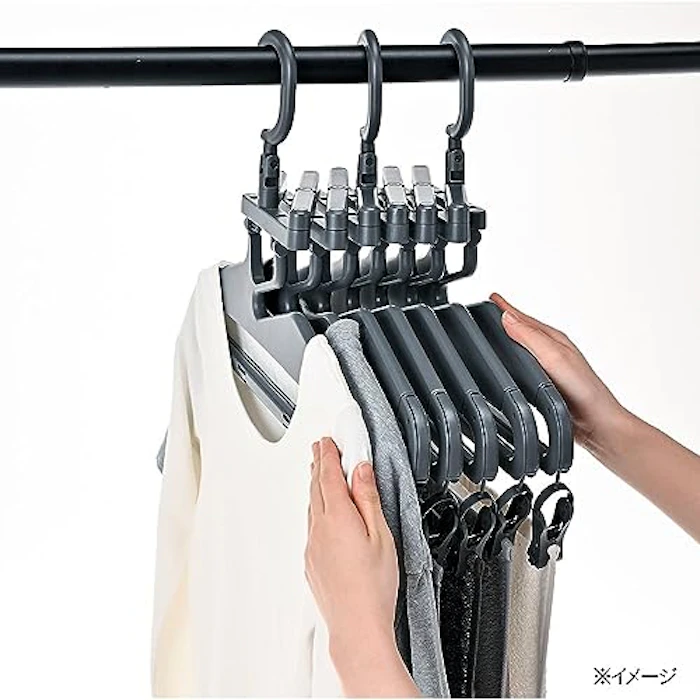 カインズ(CAINZ) 幅が変えられる取込みやすい 7連 インテリア洗濯ハンガー 幅152cm×奥行25.6cm×高さ40cm 連ハンガー 伸縮 ピンチ付き 4枚目