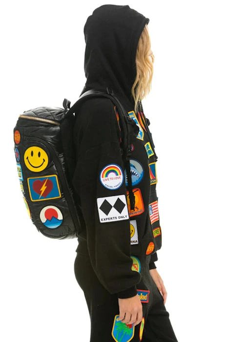 Aviator Nation VINTAGE PATCH PUFFER BACKPACK - BLACK GLOSSY 1枚目