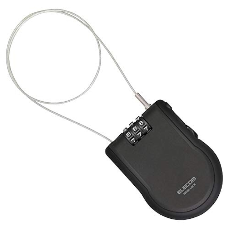 エレコム エレコム ワイヤーロック 巻き取り式 ダイヤルロック 1.2m ブラック ESL-ECWR004BK 1枚目
