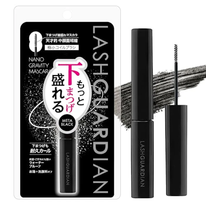 エリザベス ラッシュガーディアン ナノグラヴィティマスカラ 01メタブラック 3.6g 下まつげ用マスカラ 中顔面短縮 カールキープ ウォータープルーフ お湯+洗顔料オフ 1枚目