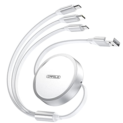 CAFELE Ph0ne 充電ケーブル 3in1 巻き取り式 Ph0neケーブル巻き取り 充電ケーブル５V3A急速充電 充電コード最大15W 高速データ転送 （10Sのみ） usbケーブル/Micro/Type-c 120cm ホワイト 2枚目
