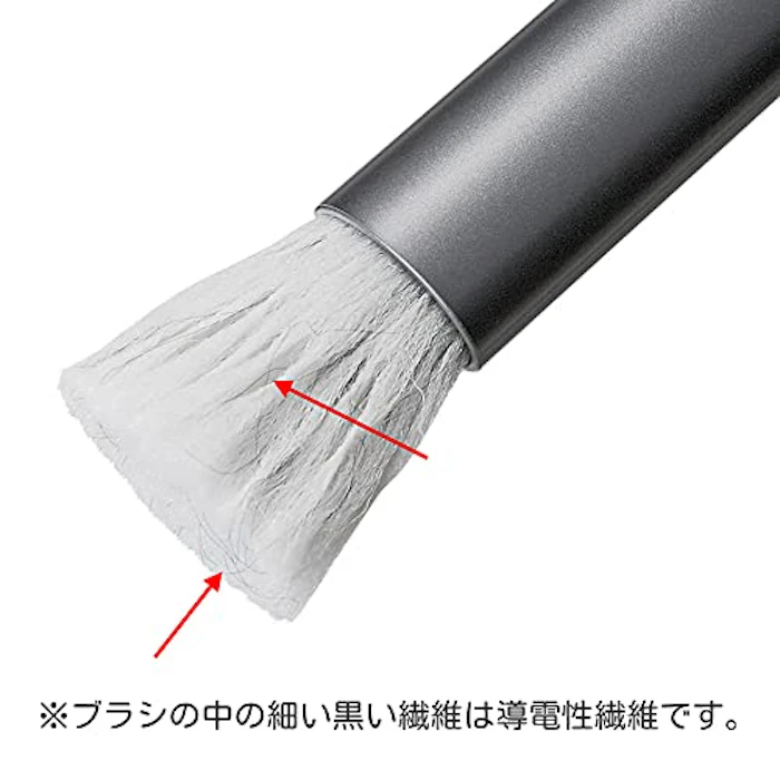 サンワサプライ サンワサプライ クリーニングブラシ 導電性繊維入り除電ブラシ スライド式スティック型 グレー CD-BR15GYN 2枚目