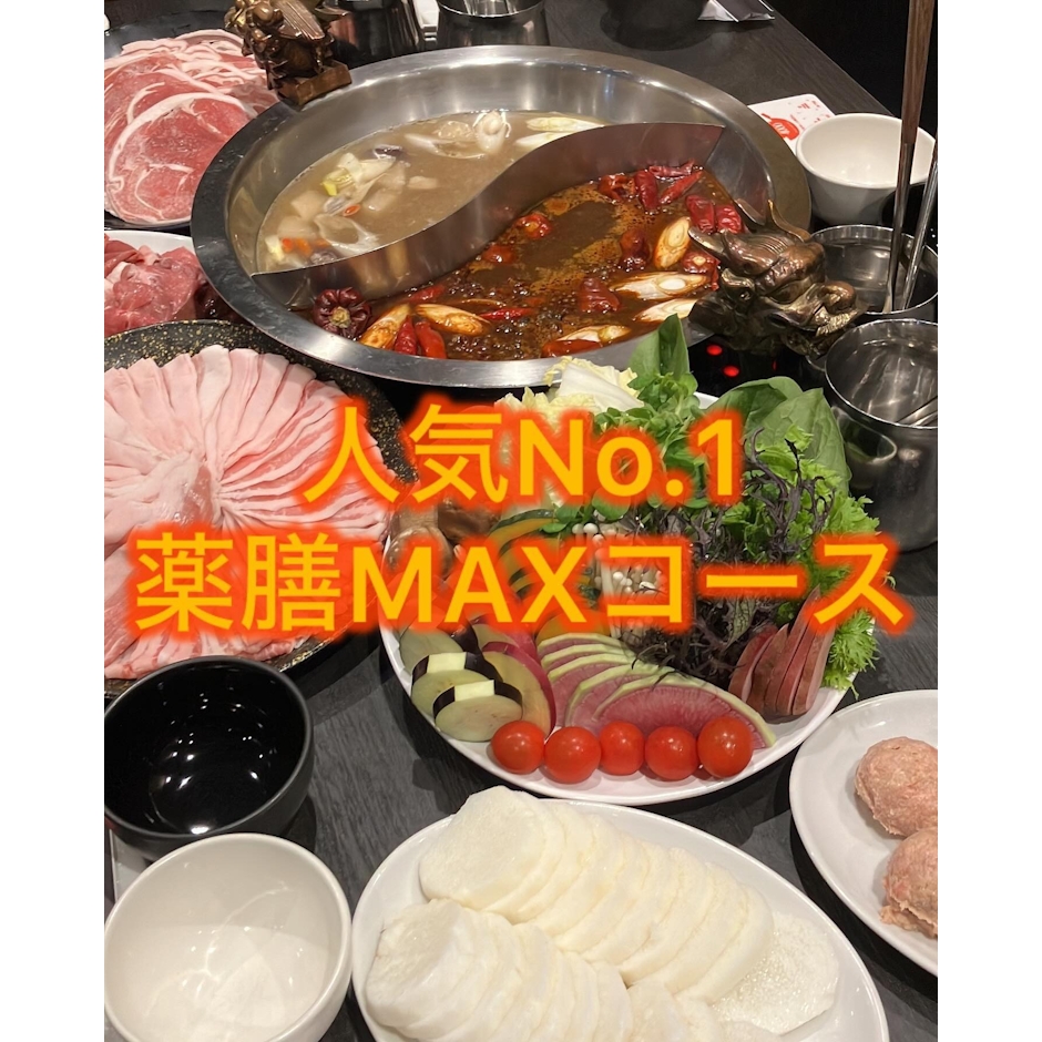 火鍋専門店 ファイヤーホール4000 五反田店 薬膳MAXコース 1枚目