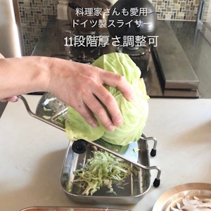 ROSLE レズレー アジャスタブル ステンレス スライサー ハンドガード付 L スライサー ドイツ製 キッチン 11段階厚さ調整可能 約12×40cm 1枚目