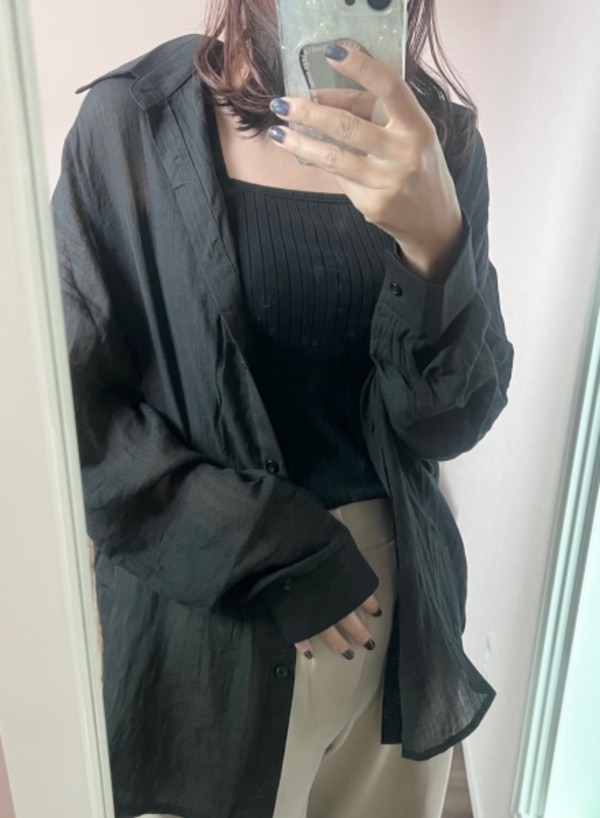 シアーシャツ レディース ガーゼシャツ 黒 シアー シャツ ガーゼ ドロップショルダー グレー 羽織り 夏 薄手 長袖シャツ サマーシャツ 長袖 透け感 トップス M L 服 レディースシャツ オフィス 冷房対策 送料無料 ≪ゆうメール便配送20・代引不可≫ 1枚目