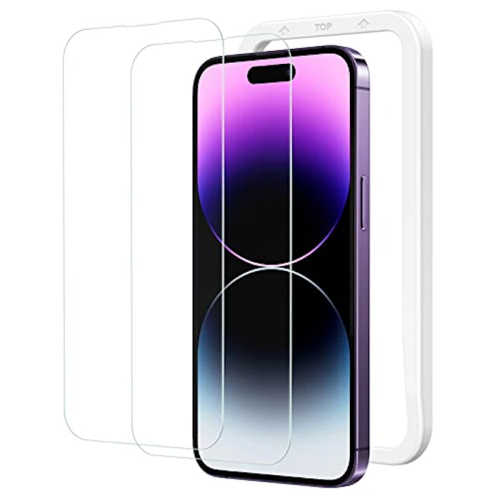 NIMASO NIMASO ガラスフィルム iPhone 14 Pro 用 保護フィルム 強化ガラス 液晶画面保護 ガイド枠付き 2枚セット NSP22H517 1枚目