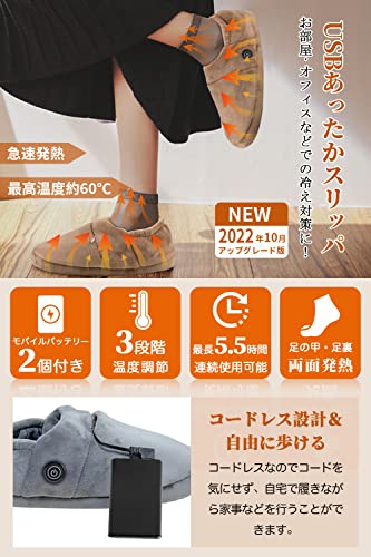 zzce フットウォーマー 両面発熱 USBあったかスリッパ コードレス 2枚目