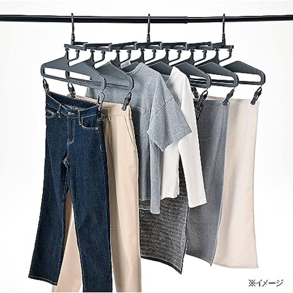 カインズ(CAINZ) 幅が変えられる取込みやすい 7連 インテリア洗濯ハンガー 幅152cm×奥行25.6cm×高さ40cm 連ハンガー 伸縮 ピンチ付き 3枚目