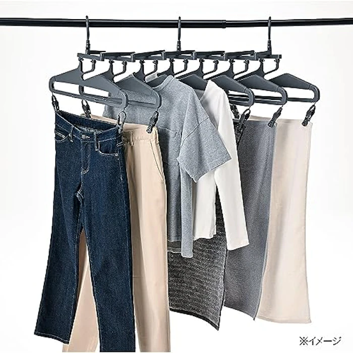 カインズ(CAINZ) 幅が変えられる取込みやすい 7連 インテリア洗濯ハンガー 幅152cm×奥行25.6cm×高さ40cm 連ハンガー 伸縮 ピンチ付き 3枚目