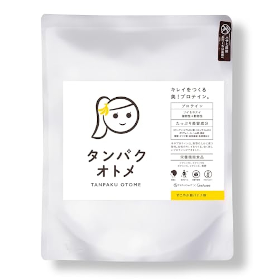 タマチャンショップ タマチャンショップ タンパクオトメ すこやか朝バナナ 260g Wプロテイン ホエイ&ソイ 低カロリー 人工甘味料・保存料不使用 国内生産 バナナ風味 1枚目