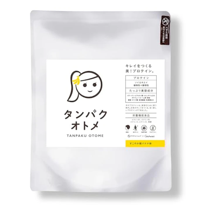 タマチャンショップ タマチャンショップ タンパクオトメ すこやか朝バナナ 260g Wプロテイン ホエイ&ソイ 低カロリー 人工甘味料・保存料不使用 国内生産 バナナ風味 1枚目