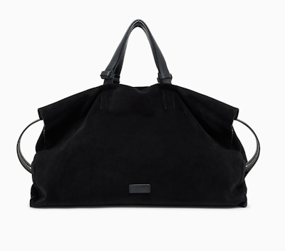 GIORGIO ARMANI レザーハンドル付き 大容量 スエード ダッフルバッグ 1枚目