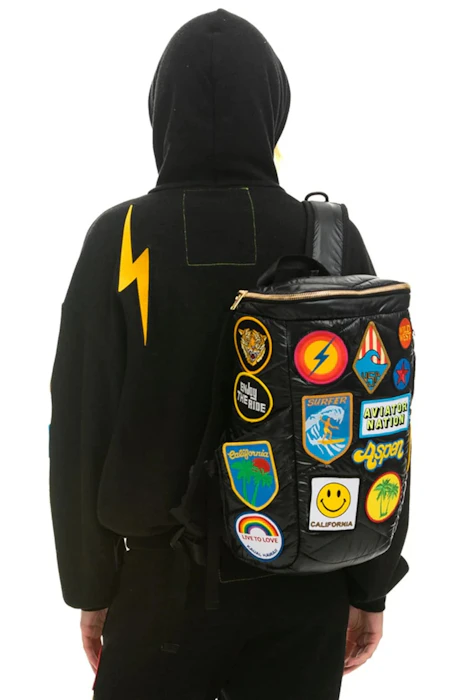 Aviator Nation VINTAGE PATCH PUFFER BACKPACK - BLACK GLOSSY 2枚目