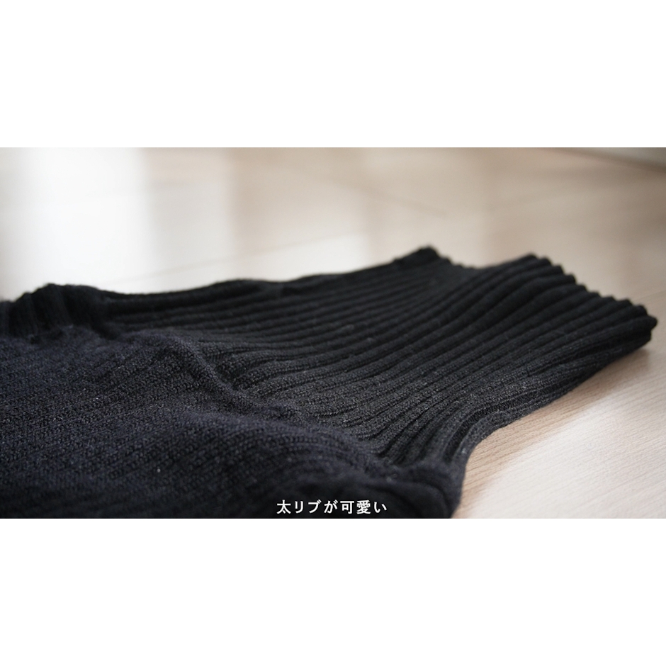 無印商品 首のチクチクを抑えた太リブタートルネック洗えるセーター 婦人 L 黒 2枚目