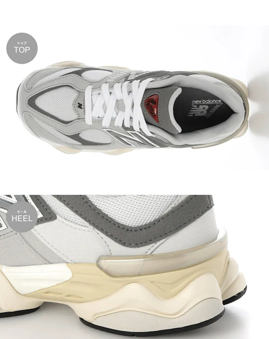 ニューバランス 9060 レース スニーカー レディース キッズ ジュニア 子供 NEW BALANCE 9060 Lace GC9060 GC9060GY グレー 灰色 靴 シューズ ローカット 厚底 ライフスタイル スエード メッシュ バンジーシューレース クッション性|slz| 5枚目