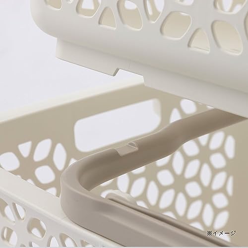 カインズ(CAINZ) 中身が入ったまま 積み重ねできる バスケット 幅51.3cm 奥行35.5cm 高さ26cm ホワイト バスケット カゴ ランドリー 5枚目