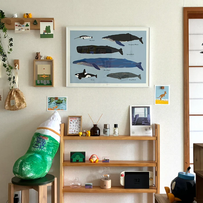 ベルメゾン ピンで壁付け 薄型 収納ラック 天然木 ロータイプ | 幅80cm 奥行12.5cm 高さ86cm 3枚目