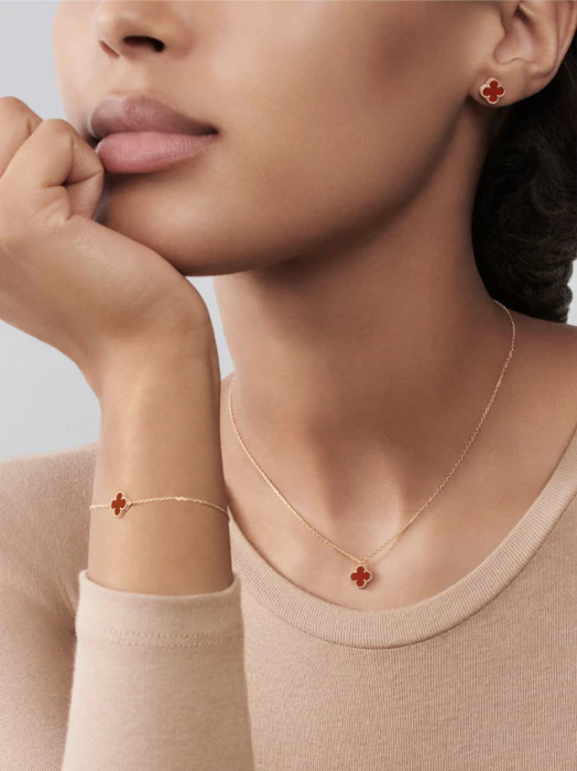 Van Cleef & Arpels スウィートアルハンブラピアス18Kローズゴールド カーネリアン 2枚目