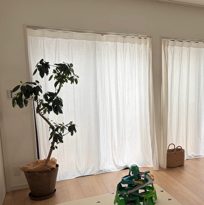aiika aiika カーテン レース オーダー 綿 コットン 無地 ダブルガーゼ フラット キナリ 幅200cm 丈250cm 1枚入 受注生産品 2枚目