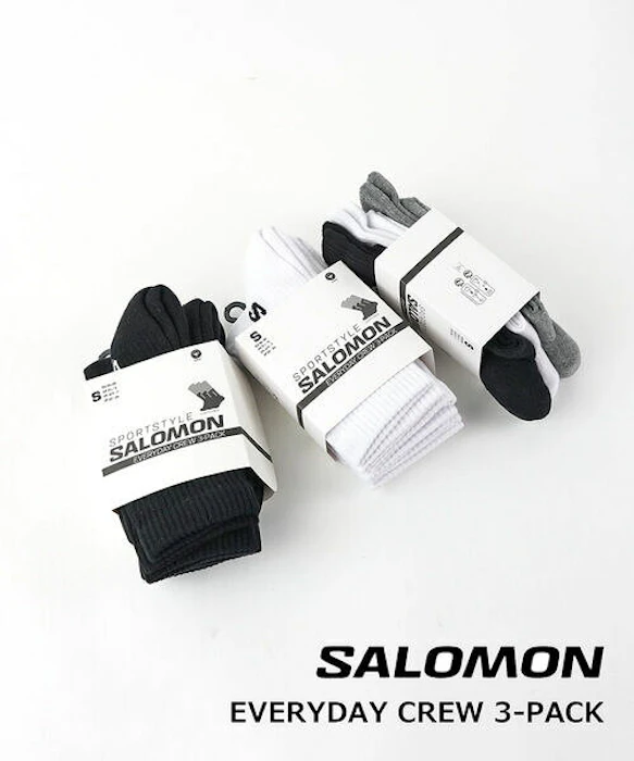 【2026年秋冬新作】サロモン SALOMON 靴下 ソックス くつ下 3足セット 中厚手 クルー丈 カジュアル ロゴ・E-CREW-3-PACK-5132602(メンズ)(レディース) 5枚目